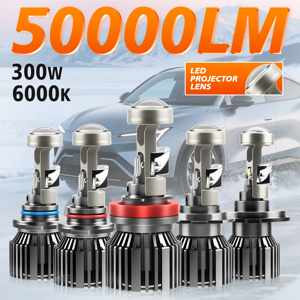 

2Pcs H7 H11 9005 9006 H4 LED Headlight Projector Lens Canbus 50000LM 6000K White External Drive Plug&Play Led Headlamp