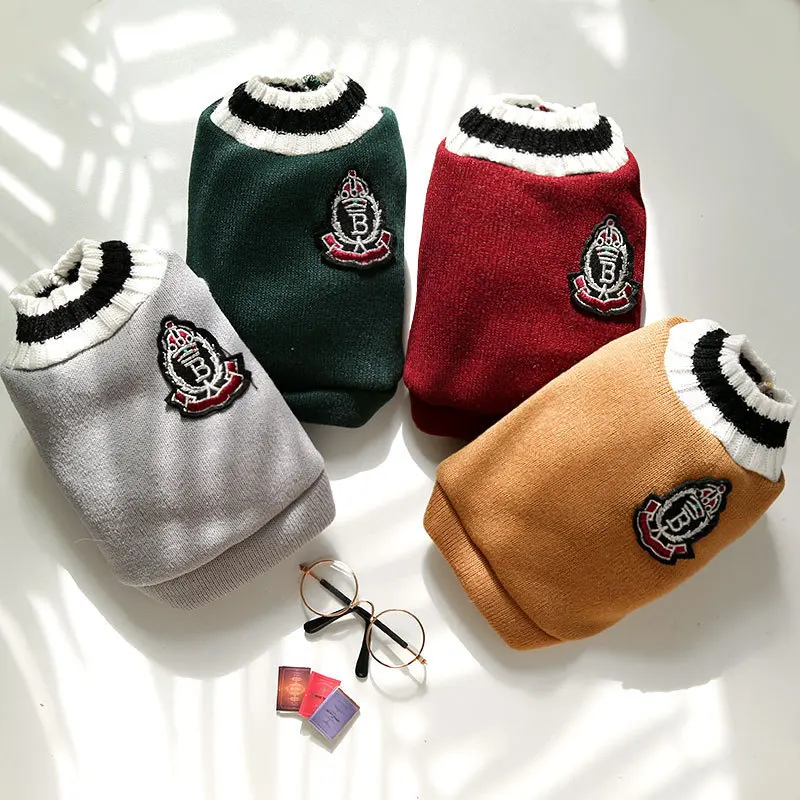 Autumn and winter new knitted vest V-neck college style pet dog cat clothes vest Teddy Bo Beauty products image 6