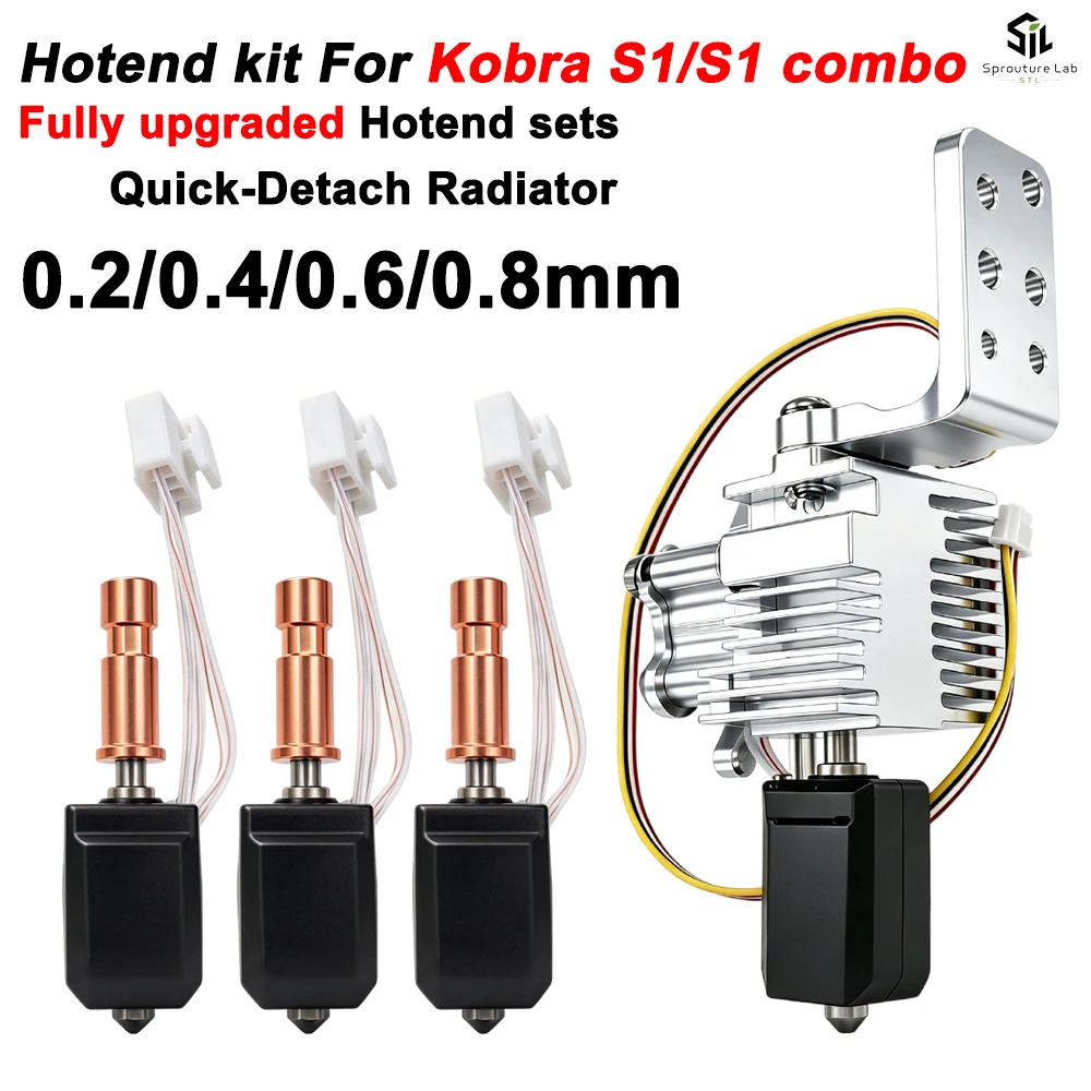 For Anycubic Kobra S1 S1C Combo Quick Release Hotend Upgrade Kit Aluminum Heat Sink Sensor Replacement Parts