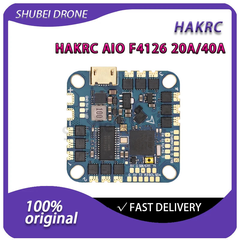 HAKRC F4126 AIO Flight Controller F411 Barometer 20/40A 4-in-1 ESC 2-4S Lipo Built-in OSD For Toothpick Betafpv FPV Racing Drone