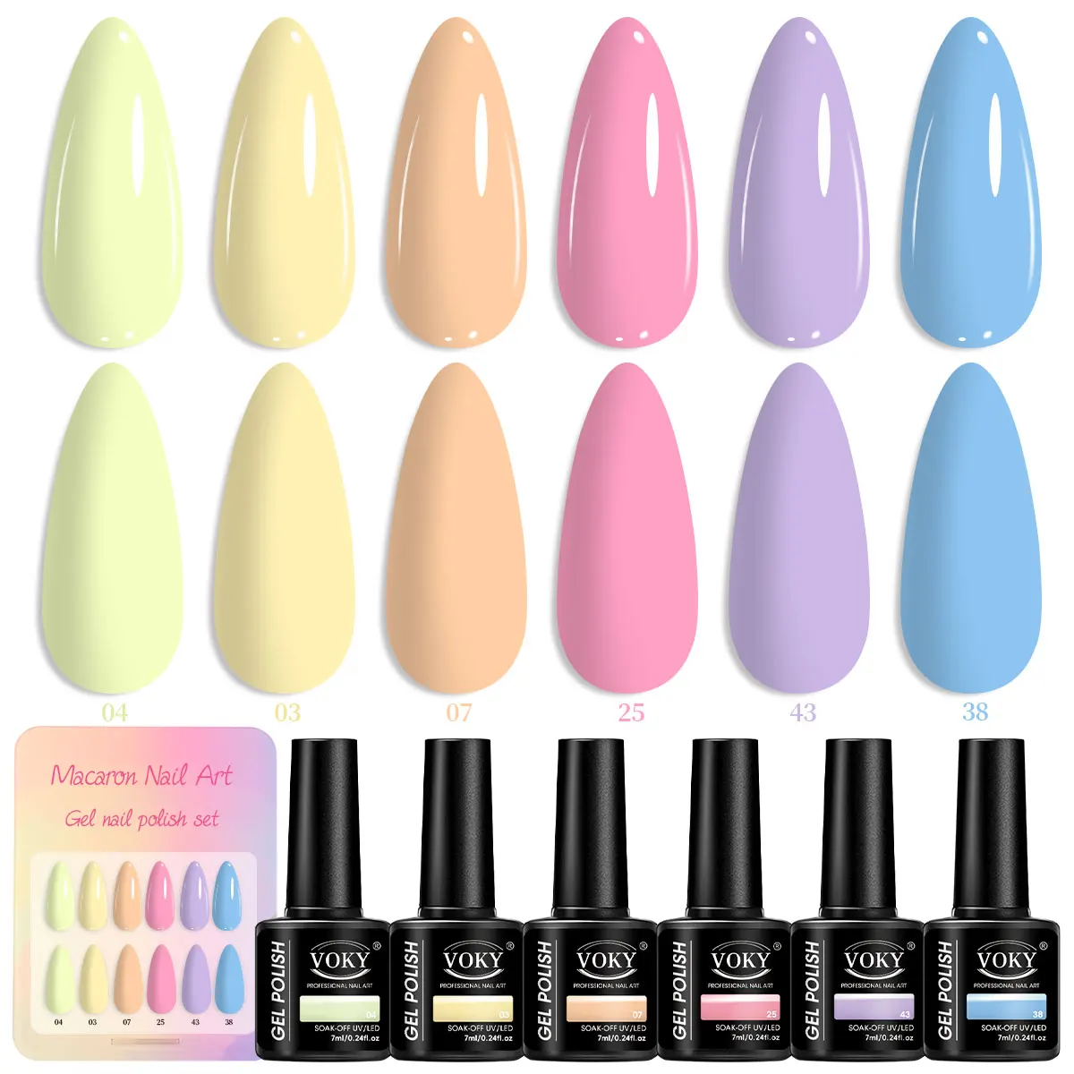 VOKY 6PCS/SETC Makaron gel nail polish set, high saturation, formaldehyde free and durable, female gift choice
