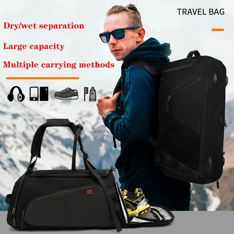 Multi-functional Travel Bag With Wet Dry Separation Shoe Compartment for Fitness Business Shoulder Can be Used As Men Backpack