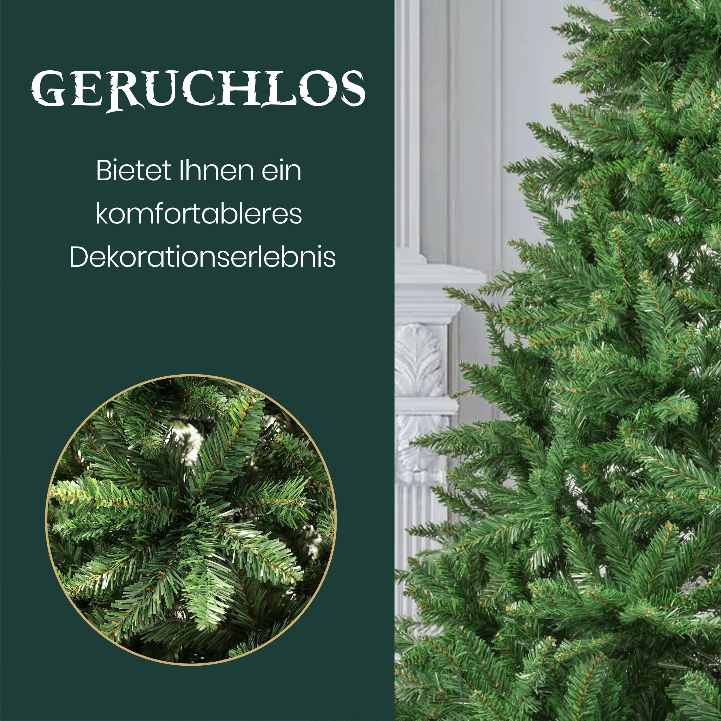 180 cm künstlicher Weihnachtsbaum aus PVC mit 1205 Spitzen, Metallständer, faltbare, einfach zu montierende Bäume, Neujahrs-Party-Dekoration für den Innenbereich – Detail 3