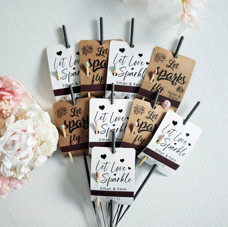 

50pcs Personalized Sparkler Tags for wedding, Engagement, celebrations, Anniversaries, Custom Sparkler Tags, Let Love Sparkle
