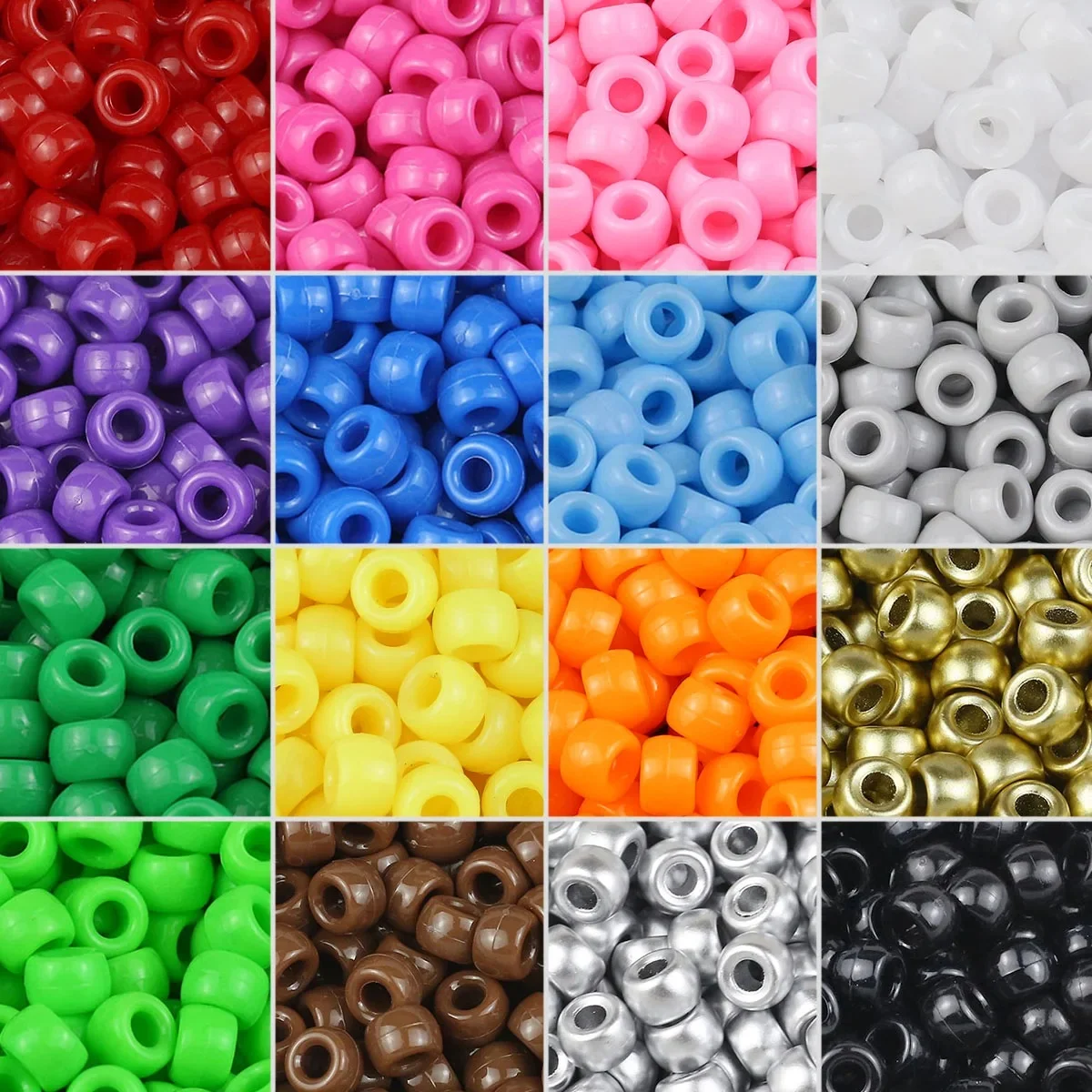 100/400 sztuk 6x9mm jednokolorowe duże dziury koraliki kucyk DIY tworzenia biżuterii na bransoletki przyjaźni i warkocze do włosów zapasy rzemieślnicze — zdjęcie 2