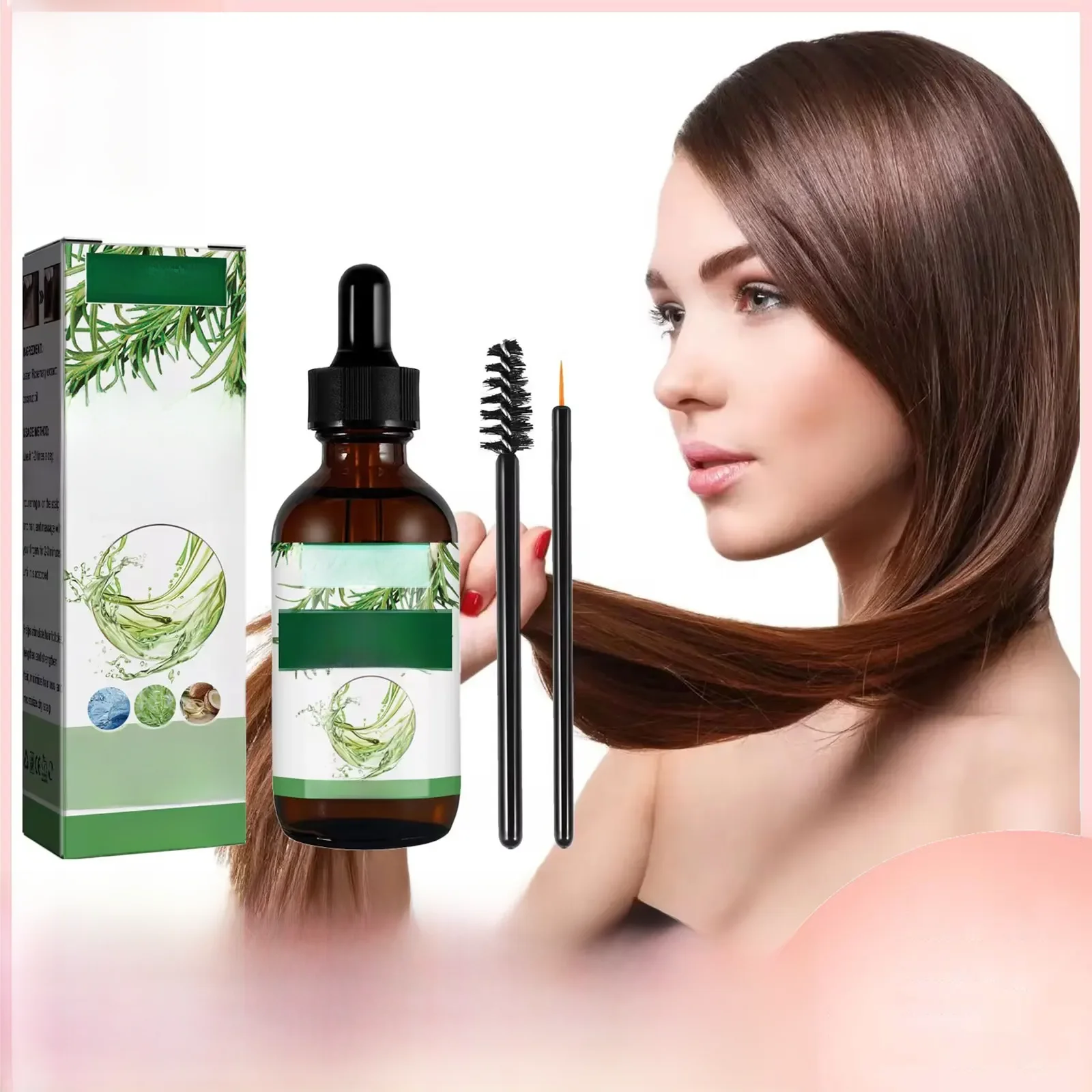Rozemarijn Essentiële Olie Voor Haargroei Hoofdhuid Schade Behandeling Kaalheid Voeding Reparatie Vloeistof Haar Dikker Zorg Serum 60ml - afbeelding 2