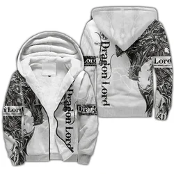 Sudadera con capucha de lana gruesa y cálida para hombre y mujer, abrigo de invierno estilo Harajuku con nombre personalizado, dibujo de dragón, tatuaje de Animal, Sudadera con capucha, X5