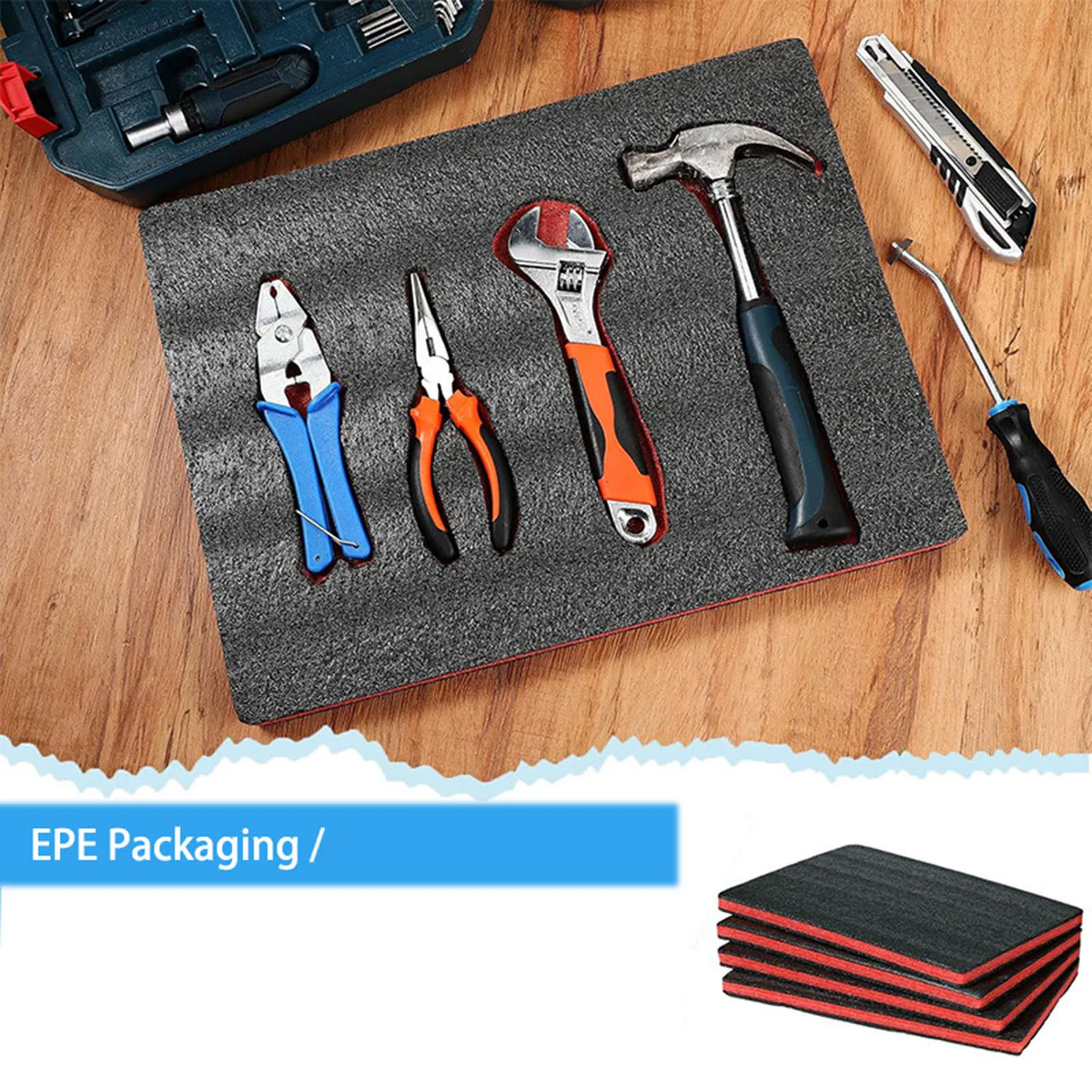 4Pcs Cuttable Polyurethane Tool Box Foam Inserts Camera Case Foam Pads for Cases Packing Padding Camera Toolbox Storage