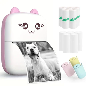 طابعة صغيرة، طابعة صور حرارية محمولة بدون حبر، طابعة ملصقات لاسلكية، طابعة جيب صغيرة مقطوعة مجانية للملاحظات والصور