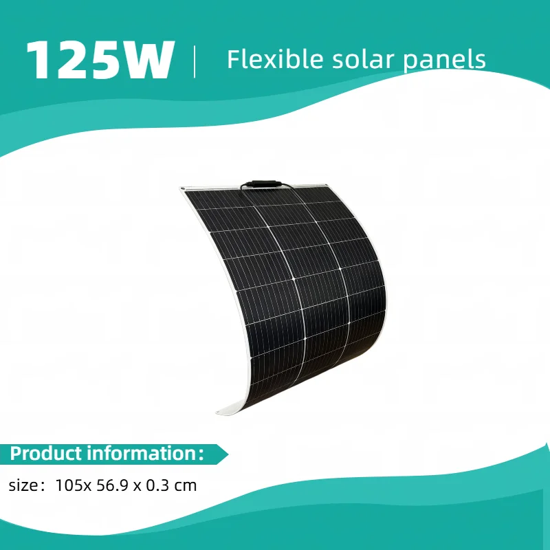 Flexibles Solarmodul 125W 18V monokristallines Batteriemodul für 12V-Batterien (Wohnmobil, Wohnwagen, Boot usw.) Tragbar und einfach zu installieren
