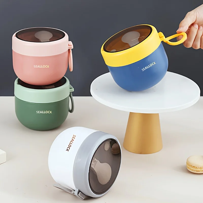 1pcs Plastic breakfast cup bento box, portable lunch soup container, essential kitchen utensils for returning to school