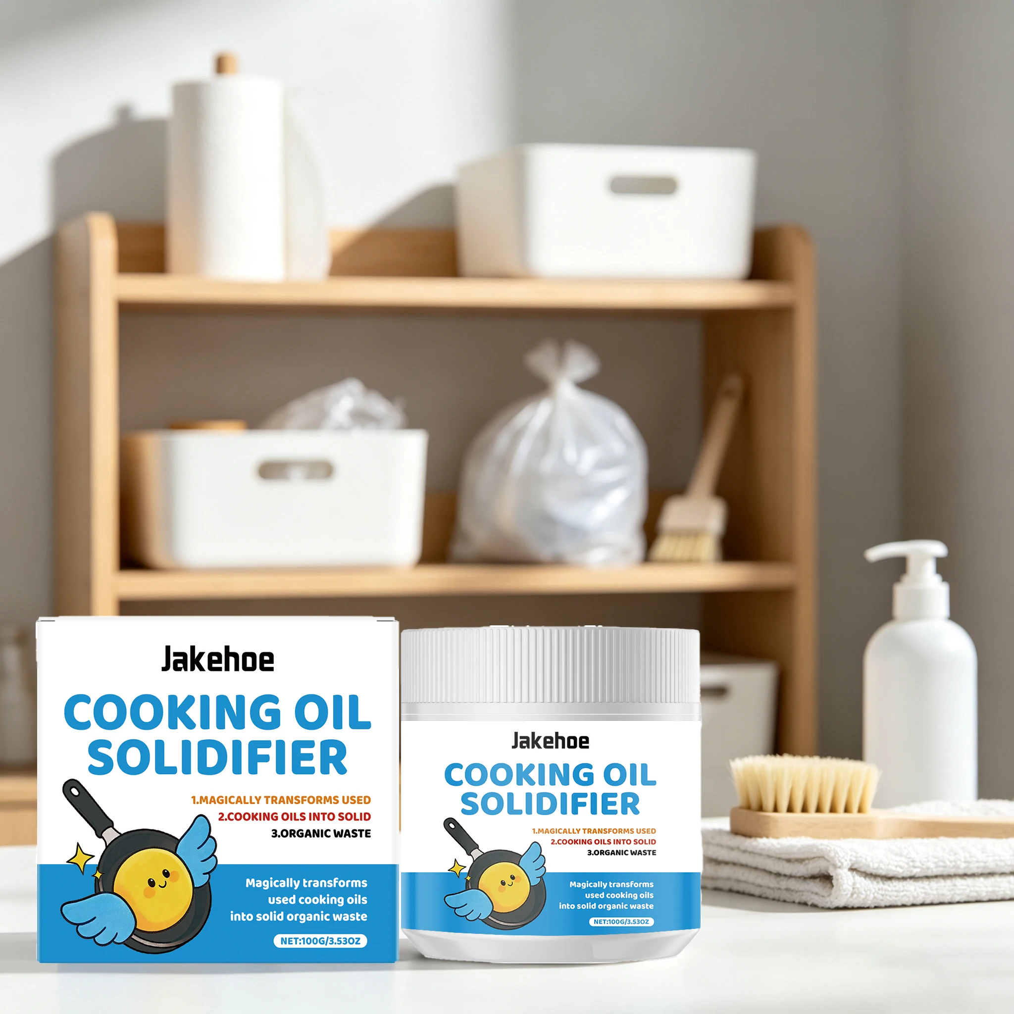 100G Waste Cooking Oil Solidifier Non-irritating Quickly Solidifies Various Waste Cooking Oil Odorless Simple Operation Kitchen Grease Hardener