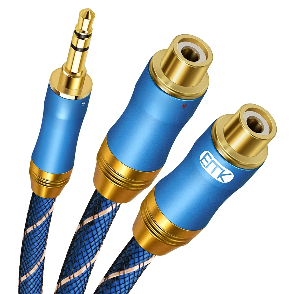 EMK 3.5mm do 2RCA stereofoniczny kabel Audio 3.5mm 1/8 "TRS Stereo męski na podwójny żeński złącze RCA kabel Adapter do MP3, tablety — zdjęcie produktu 7