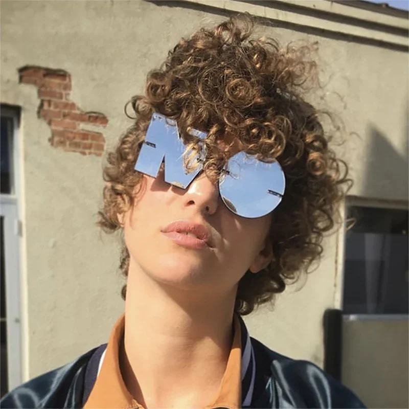 SO&EI Vintage Mirror okulary przeciwsłoneczne bez oprawek moda damska unikalne okulary bez liter męskie gogle punkowe odcienie UV400 kobiece okulary przeciwsłoneczne — zdjęcie 2