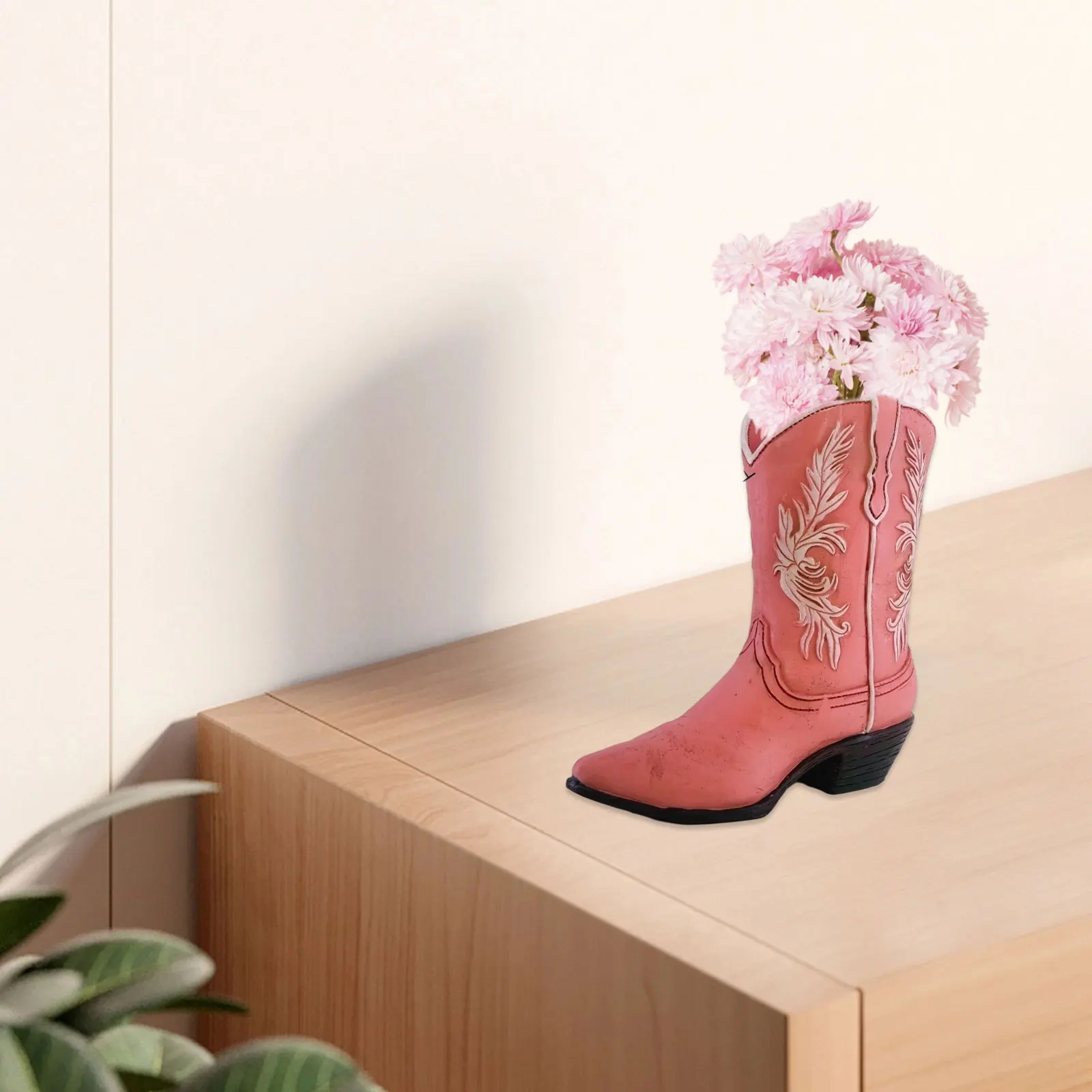 Cowboy Cowgirl Boot Vase Flower Pot Resin Vase Unique Modern Collectible Boot Plant Holder for Table Centerpiece Home Decor