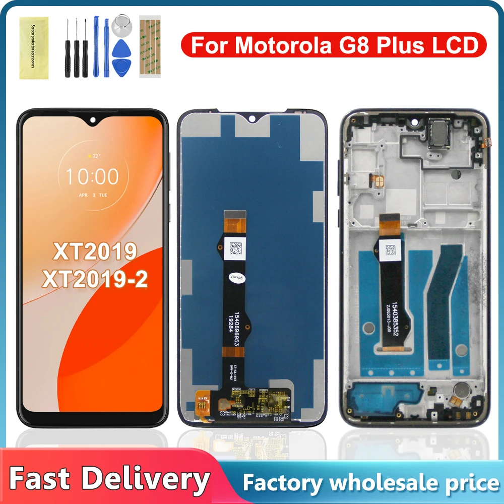 For Motorola Moto G8 Plus XT2019 XT2019-2 LCD Display Touch Screen Digitizer Assembly For Moto G8Plus Screen with Frame Replace