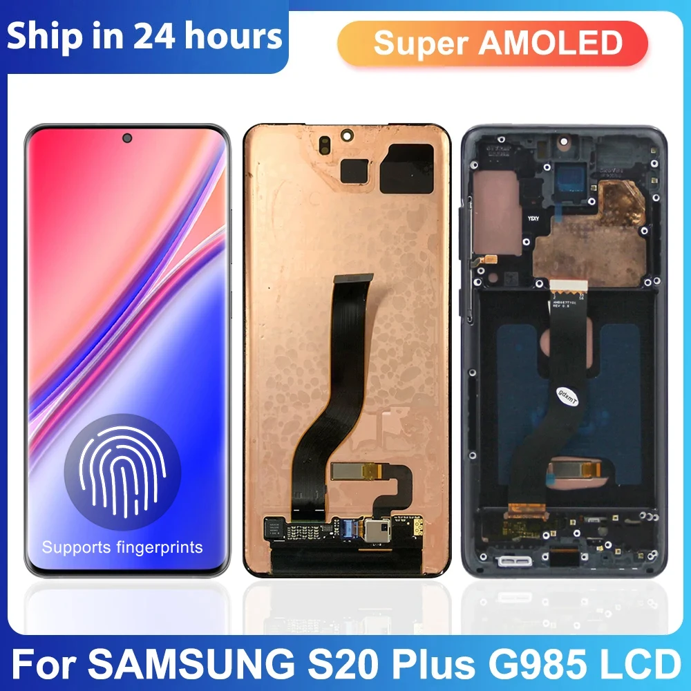 6,7-дюймовый ЖК-дисплей Super Amoled для Samsung Galaxy S20 Plus, дисплей G985 G985F/DS + рамка для Samsung S20 + дигитайзер сенсорного экрана в