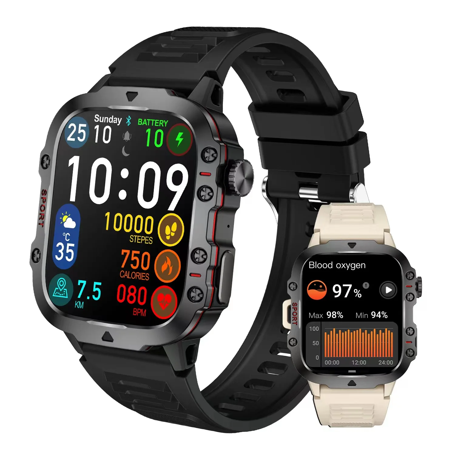 QX11 420mAh Battery 1.96 inch HD screen 3ATM Waterproof One-click link SOS BT call phone outdoor sports smart watch