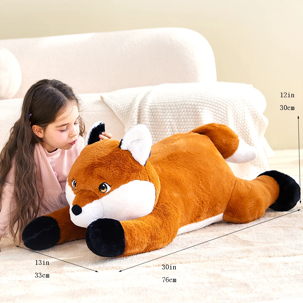 IKASA Giant Fox knuffeldier knuffel, 30" groot groot zacht speelgoed voor kinderen meisjes jongens vriendin kinderen