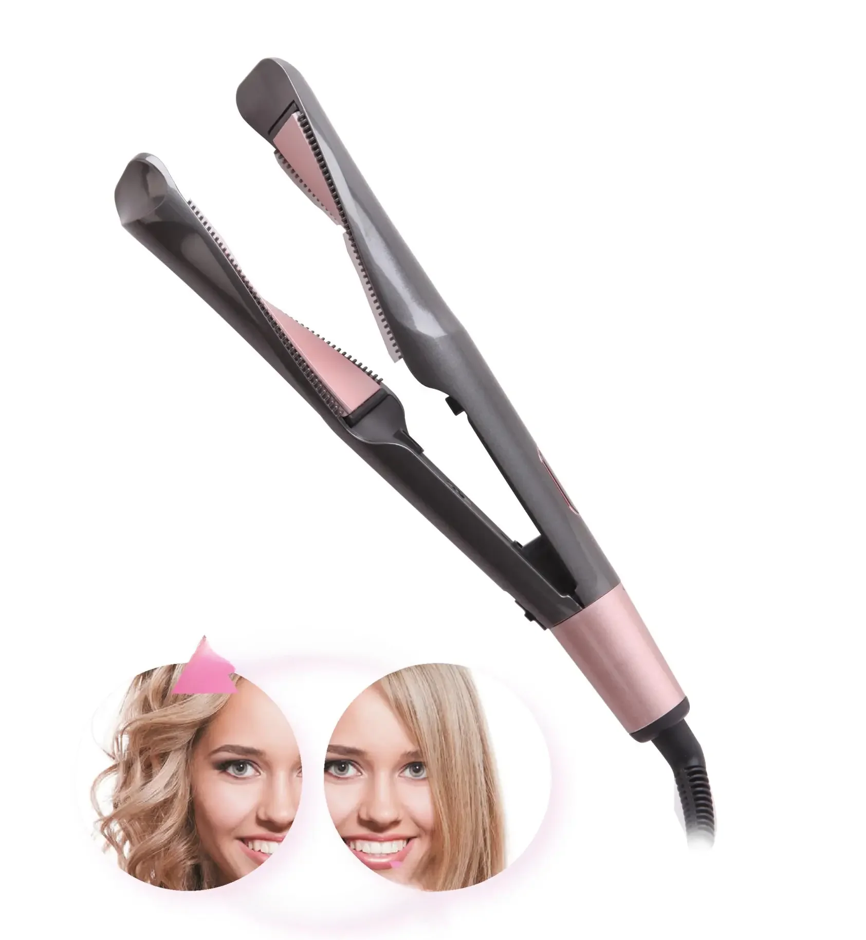 Jocca 2-em-1 alisador de cabelo e ferro de ondulação. Ferramenta para o estilo de cabelo em casa.