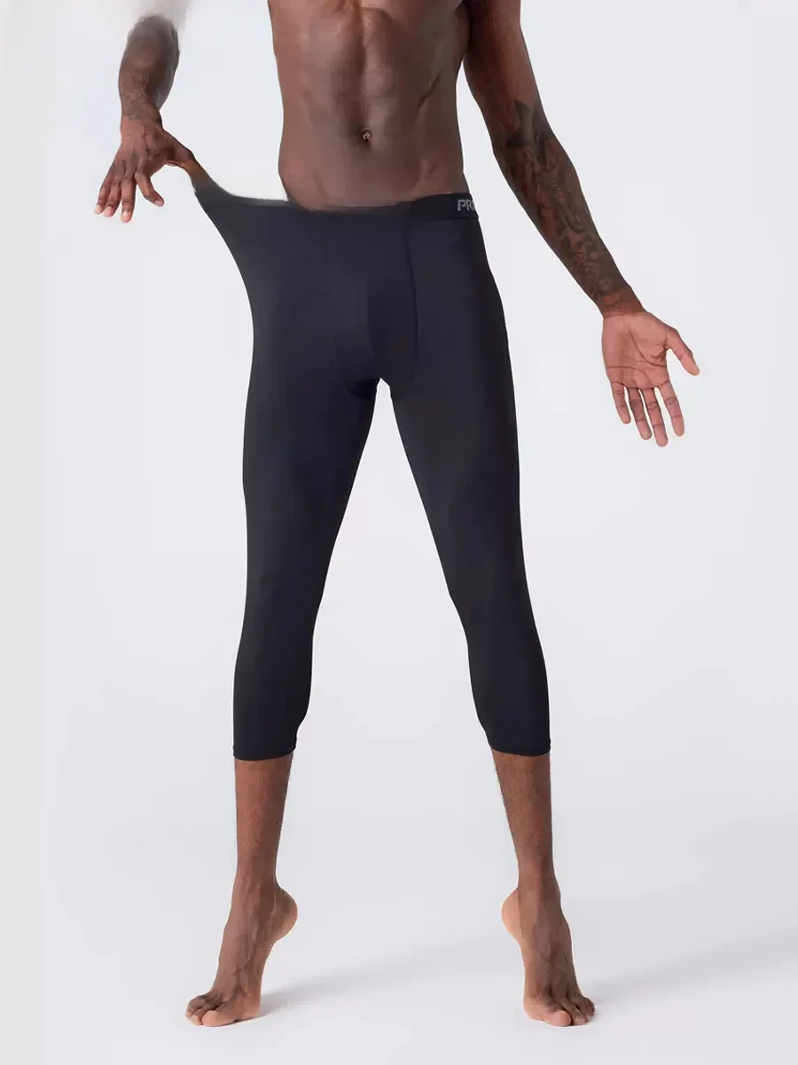 SONECHOKI Compression mollet longueur pantalon hommes collants de course solide basket-ball Legging séchage rapide entraînement taille élastique pantalon hommes