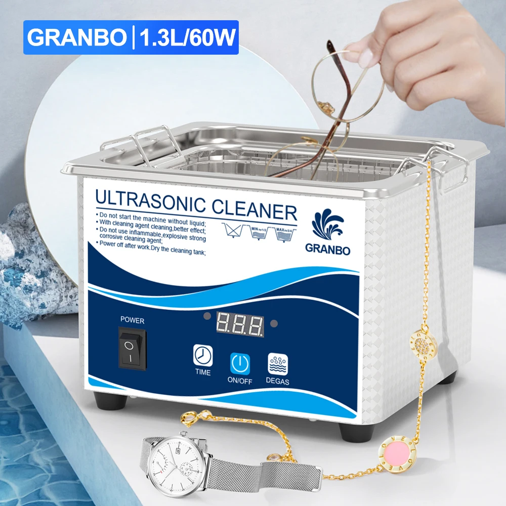 Granbo NEW Economical Bath 1L 35W 60W 40KHz Degassing Timer Household Ultrasonic Cleaner for Jewelry Eyeglasses Makeup Brushes