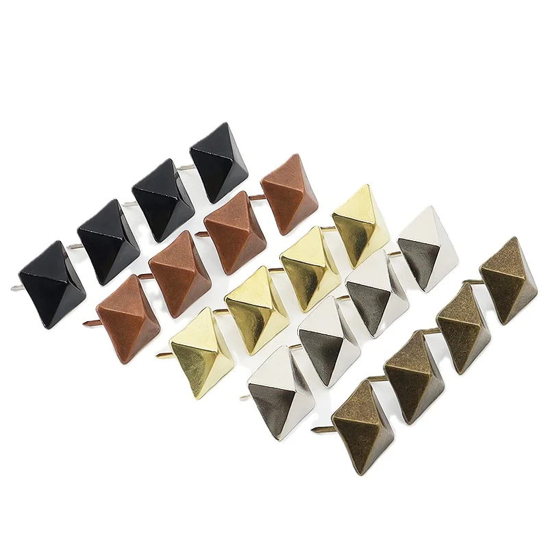 100Pcs Square Antique Upholstery Nail Decorative Studs Tacks Pyramid Umbrella Head Gold Black Red Bronze Nickel Silver