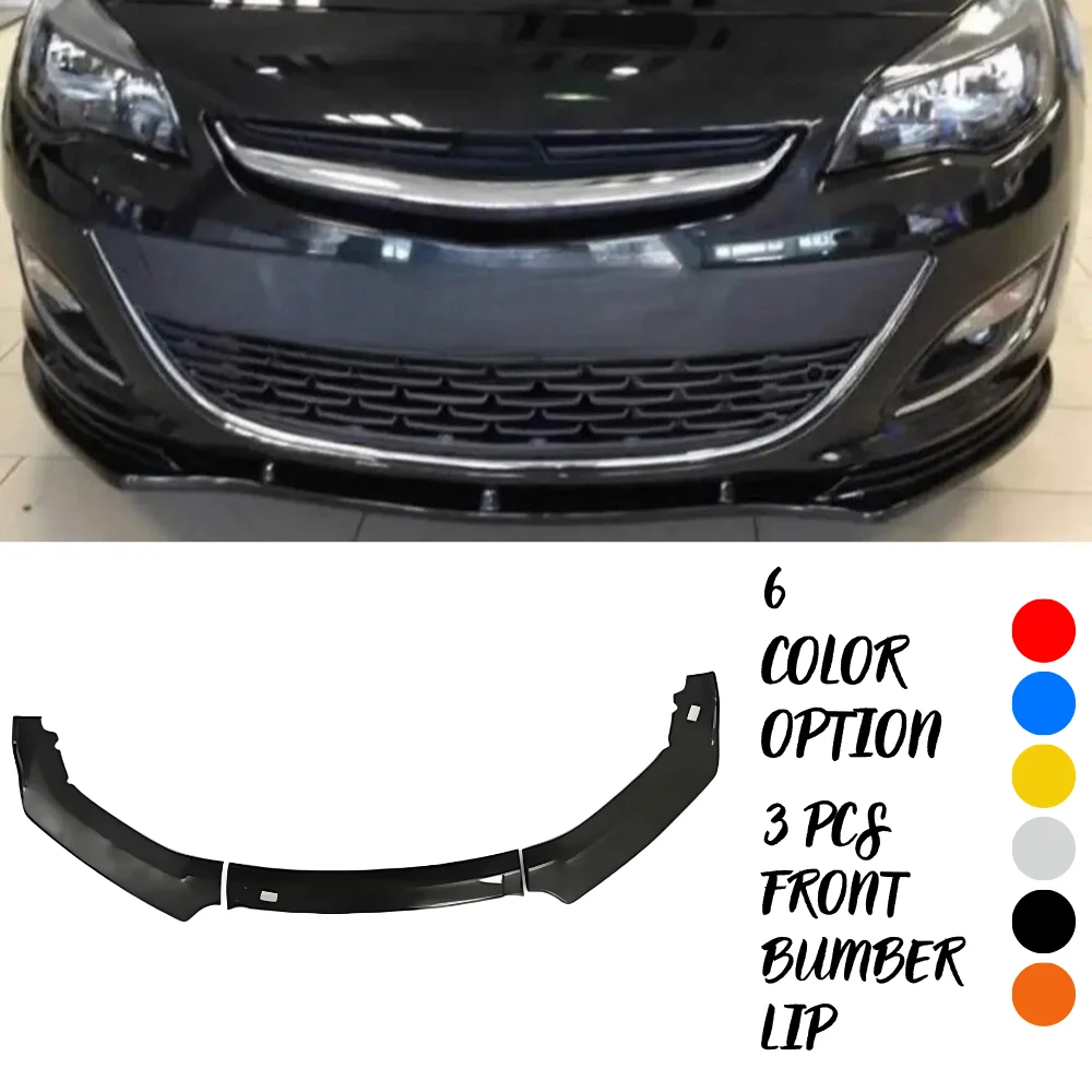 3 Pcs Front Bumper Lip For Opel Astra J 2011-2015 Body Kit Car Accessories Spoiler Splitter Diffuser Flap Sport Bumper Exterior