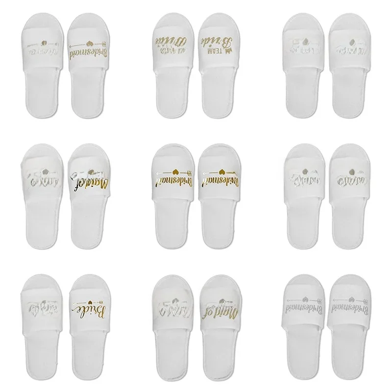 1 paire de douche de mariée, décoration de mariage, demoiselle d'honneur, fête de poule, Spa, pantoufles souples pour dames, fournitures de fête d'enterrement de vie de jeune fille, cadeau