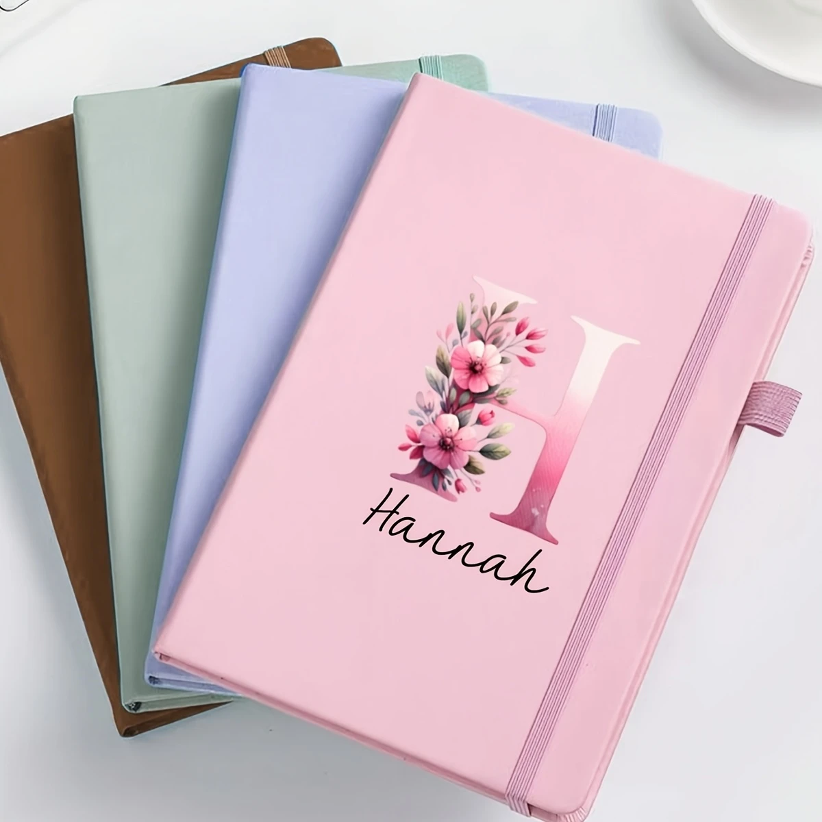 Personalized Name Leather Notebook, Custom Letter Design, Multi-color Journal for Office & Daily Use