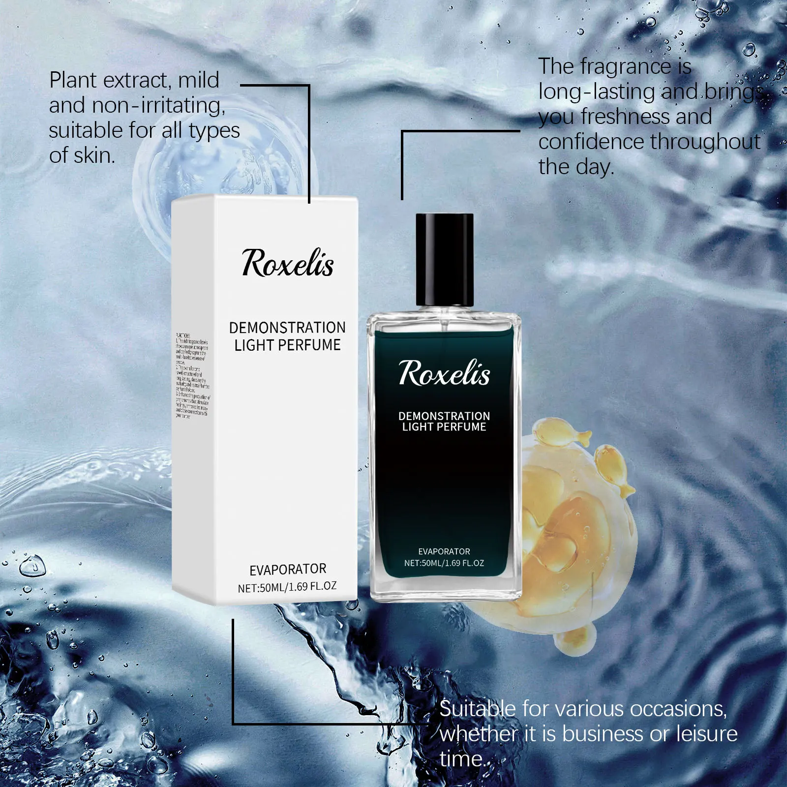 Roxelis 50ml 남성 쾰른 챠밍 향수 지속되는 페로몬 천연 신선한 향기 데오도란트 데이트 유혹 향수 스프레이 유치