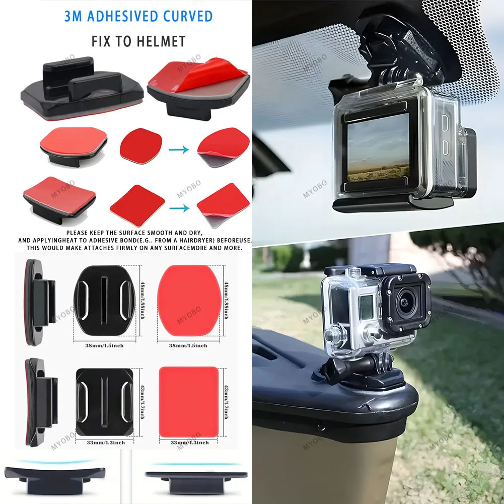 Motorcycle Action Camera Mount Kit for Gopro & Insta360 Accessories Helmet Flexible Adhesive Holder Handlebar Clamp Mount Tripod