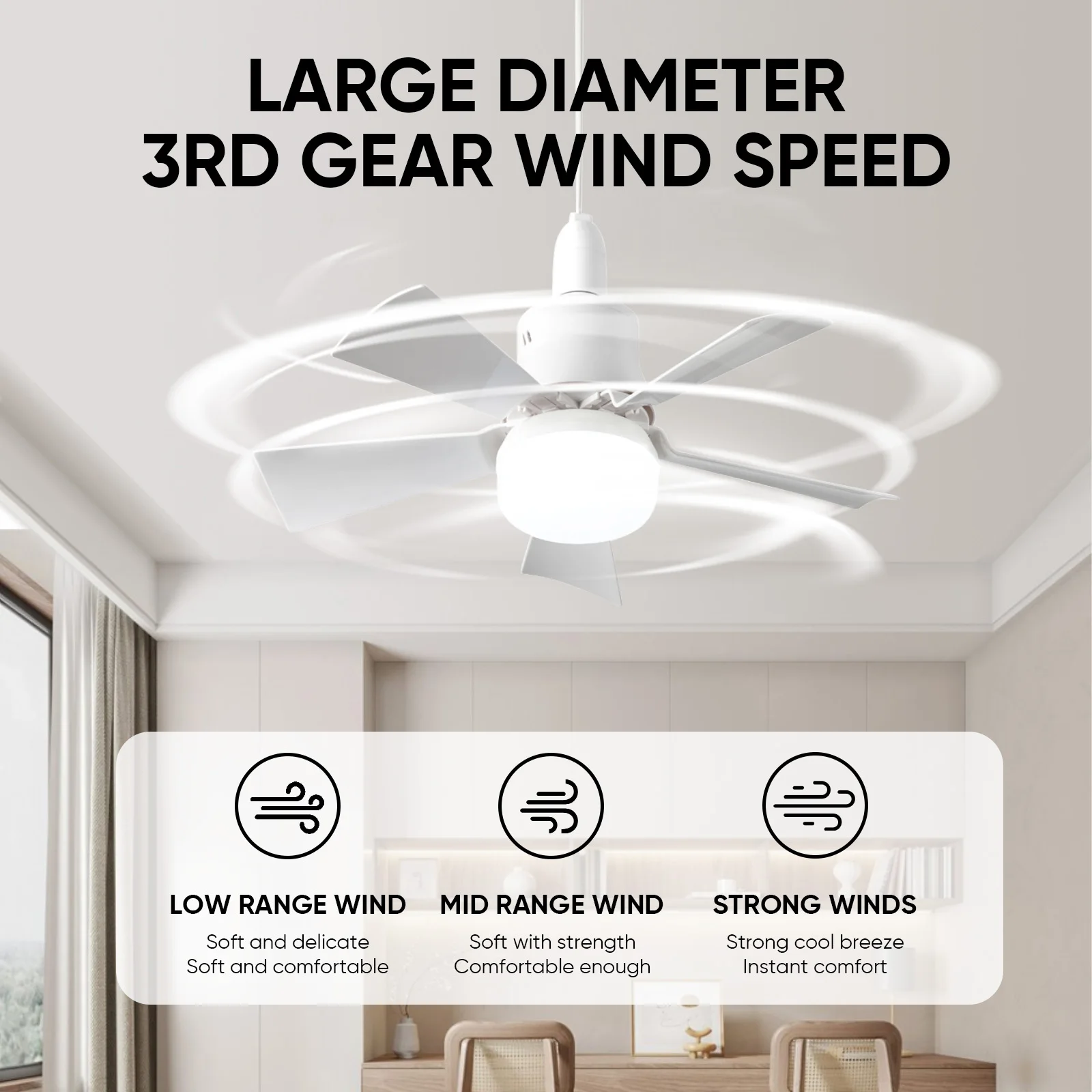 Ventilateurs de plafond à 3 vitesses, lumières décoratives à faible encombrement avec télécommande, éclairage domestique avec ventilateurs pour chambres et maisons