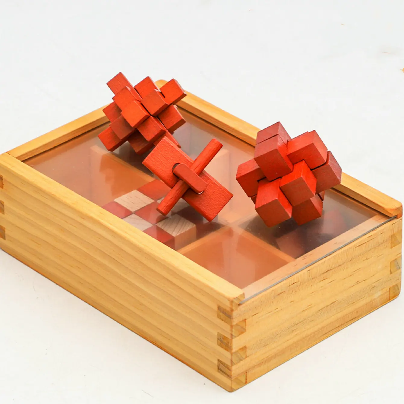 Wooden Kongming Lock Puzzle Toys, Children's Educational Toys Gift Box Birthday Gift Wooden Assembly Toys