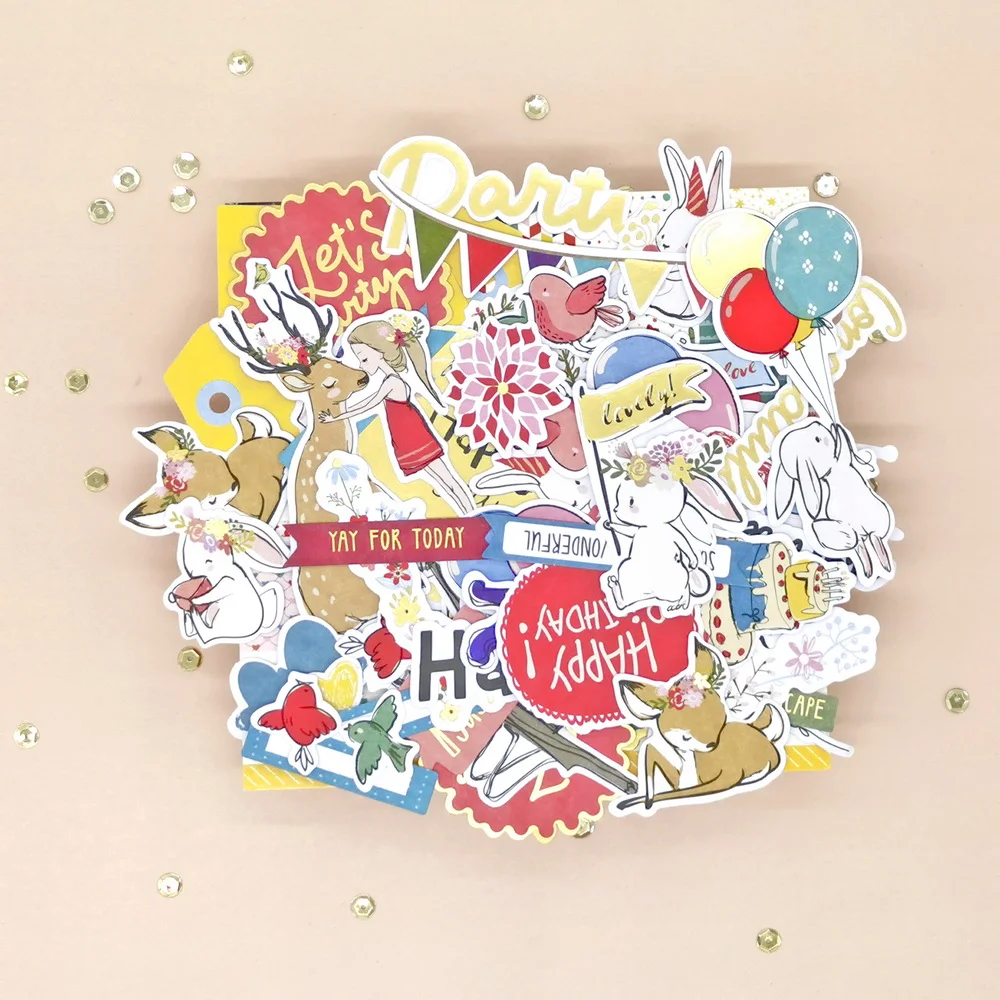 Creative Path 130pcs Scrapbooking Cardmaking Journaling Printed Paper Diecuts Shapes Ephemera Foil Designs Embellishments