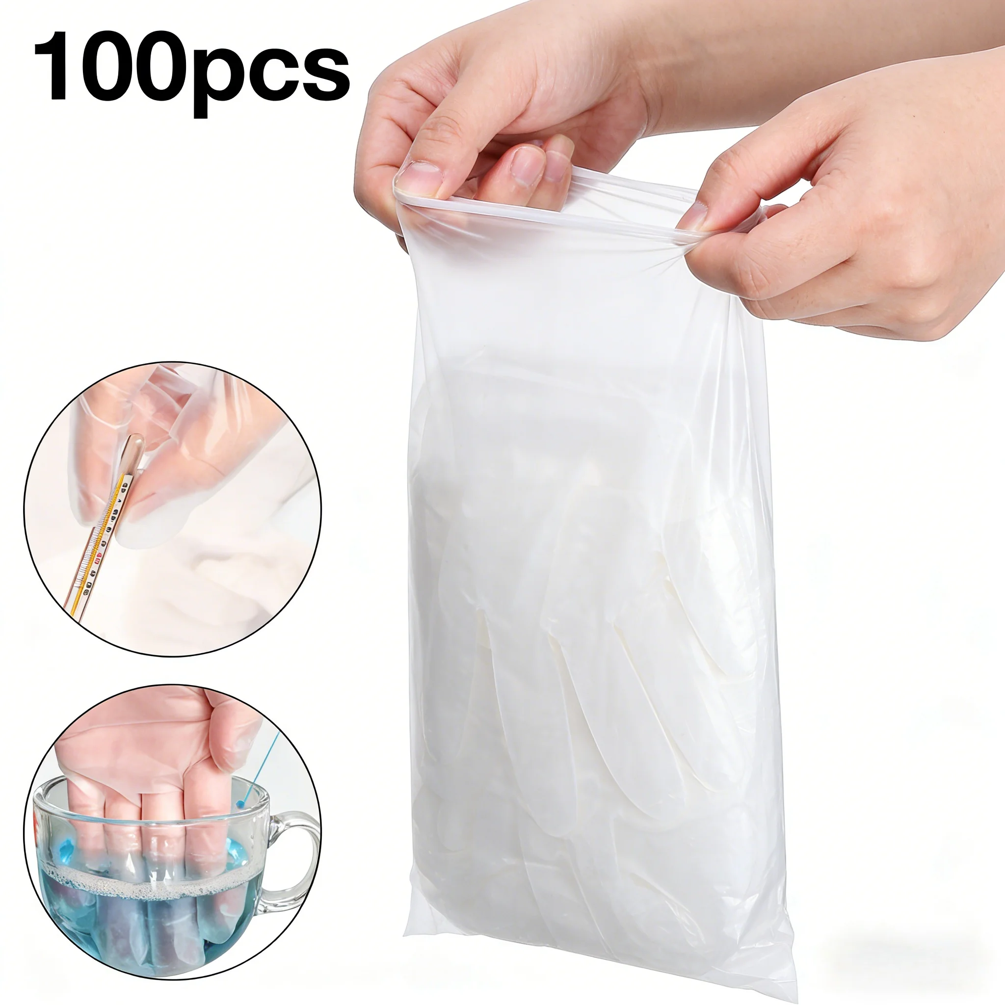 

100PCS Sanitary Disposable Clear Gloves: Ideal for Kitchen Cooking, Cleaning & Commercial Food Handling.