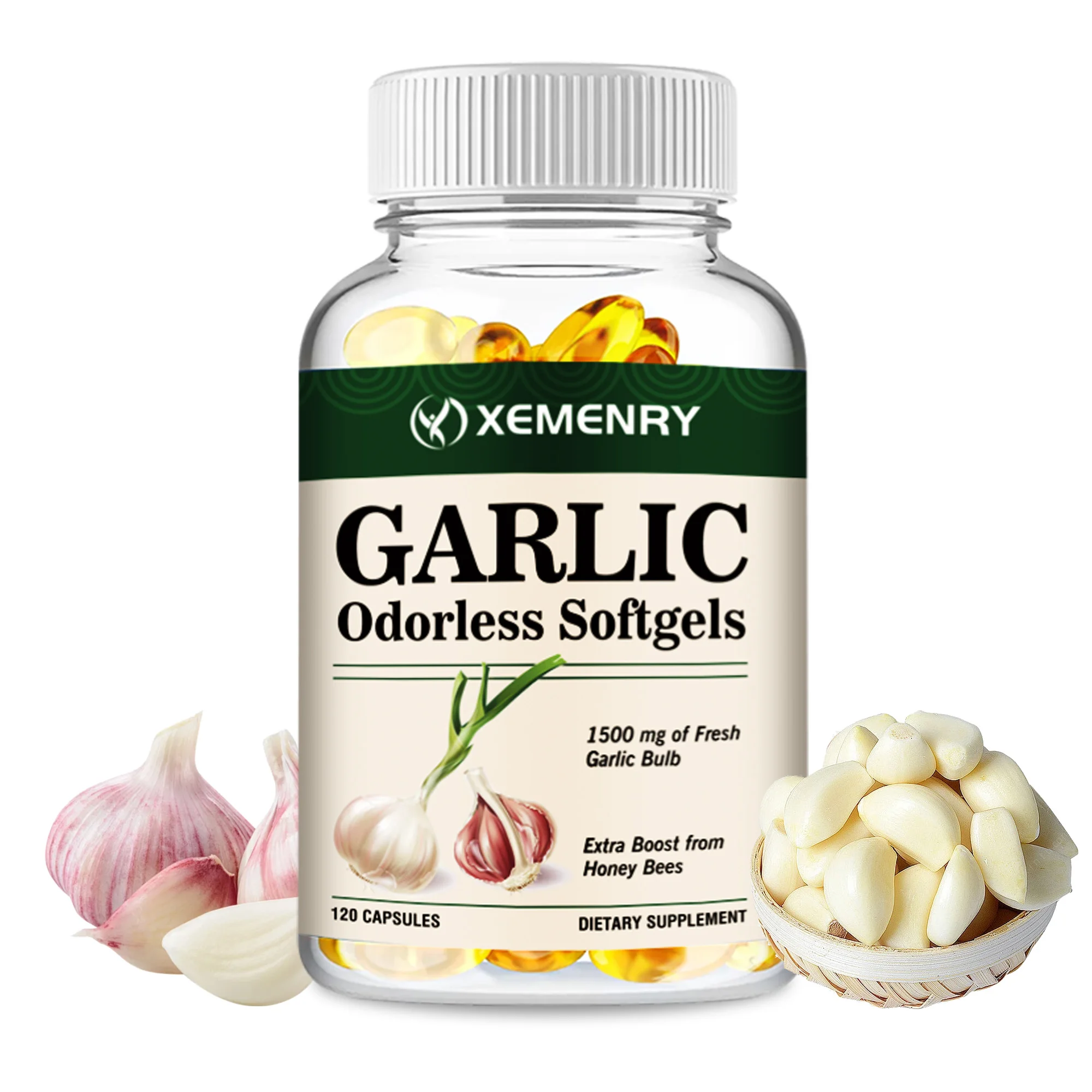 Odorless Garlic Capsules - Balance Cholesterol Levels, Support Heart and Cardiovascular Health - 120 Capsules