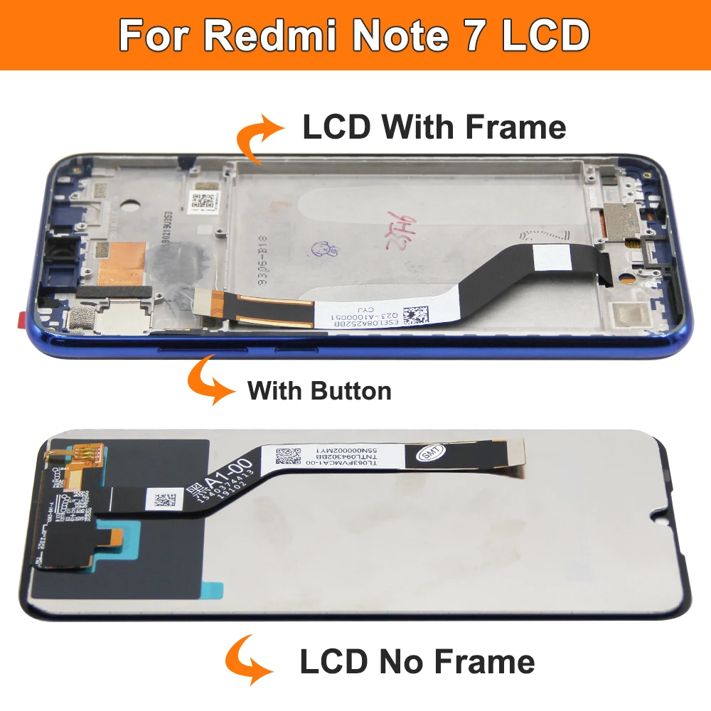 6.3 inch For Xiaomi Redmi Note 7 LCD Display Touch Screen For Redmi Note 7 Pro LCD Digitizer M1901F7G M1901F7H Replacement