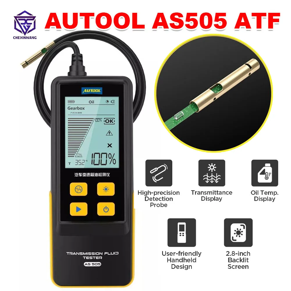 AUTOOL AS505 ATF Exchanger Transmission Oil Tester Digital Display for Gasoline & Diesel Car Engine Transmission Repair Tool