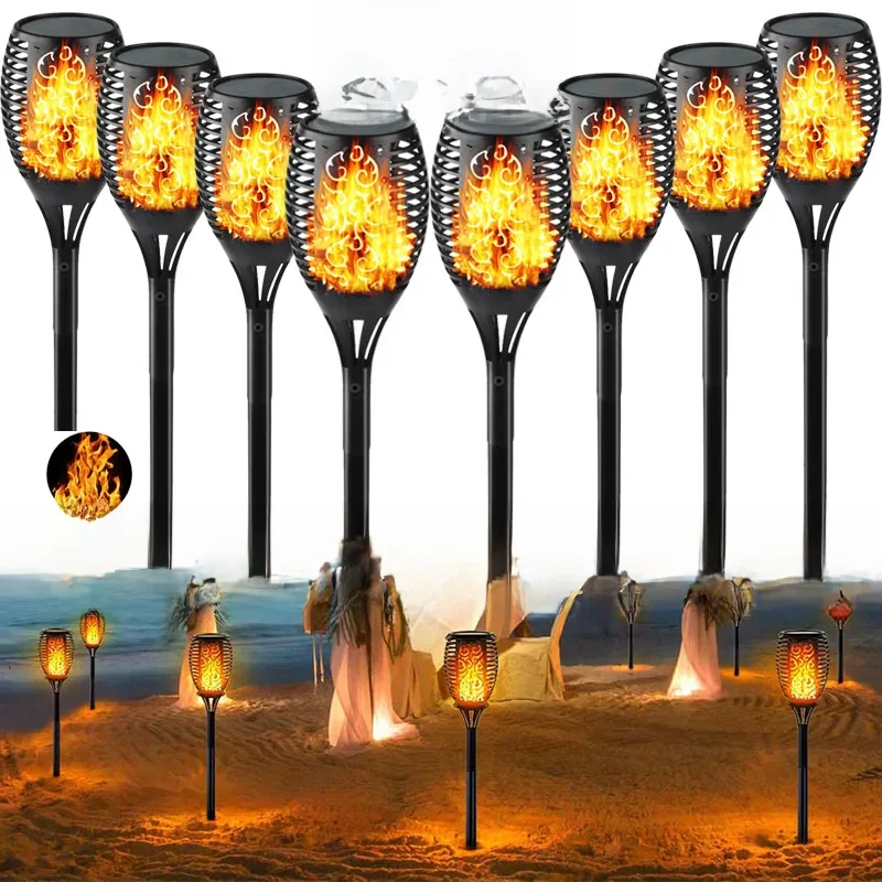 12/33/96 Led Solar Fakkel Licht Gazon Tuin Plug In Licht Buiten Binnenplaats Waterdicht Inductie Decoratie Landschap Vlam Licht - afbeelding 2