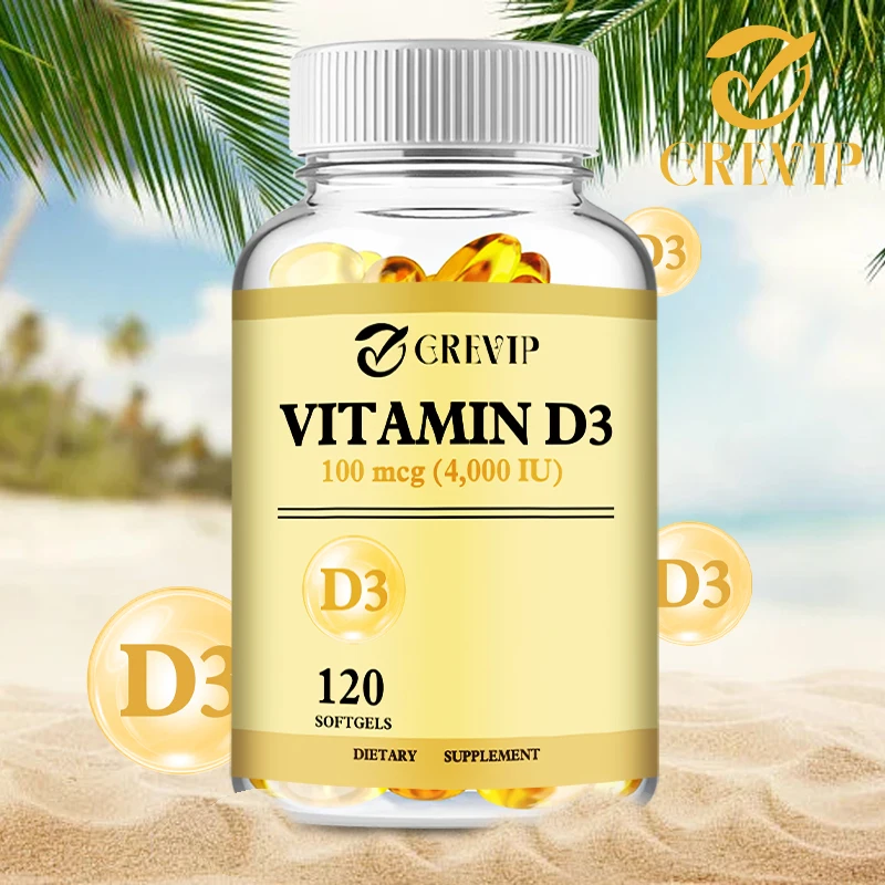 Capsule di vitamina D3-aiuta la salute dei muscoli, dei nervi, supporta la densità ossea, i denti, la pelle e il cuore-120 capsule