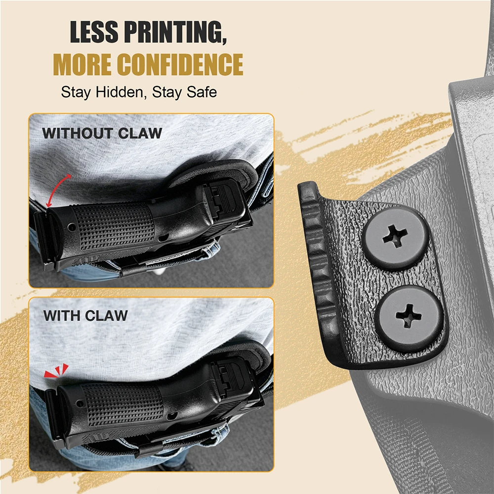 Universal Hybrid Kydex & Long Nylon Holster,IWB,Fit Glock 17/19/19X,Jericho 941F,SAR9,CZ P-07,P09,P-10C,CZ75,and More,Right Hand view 6