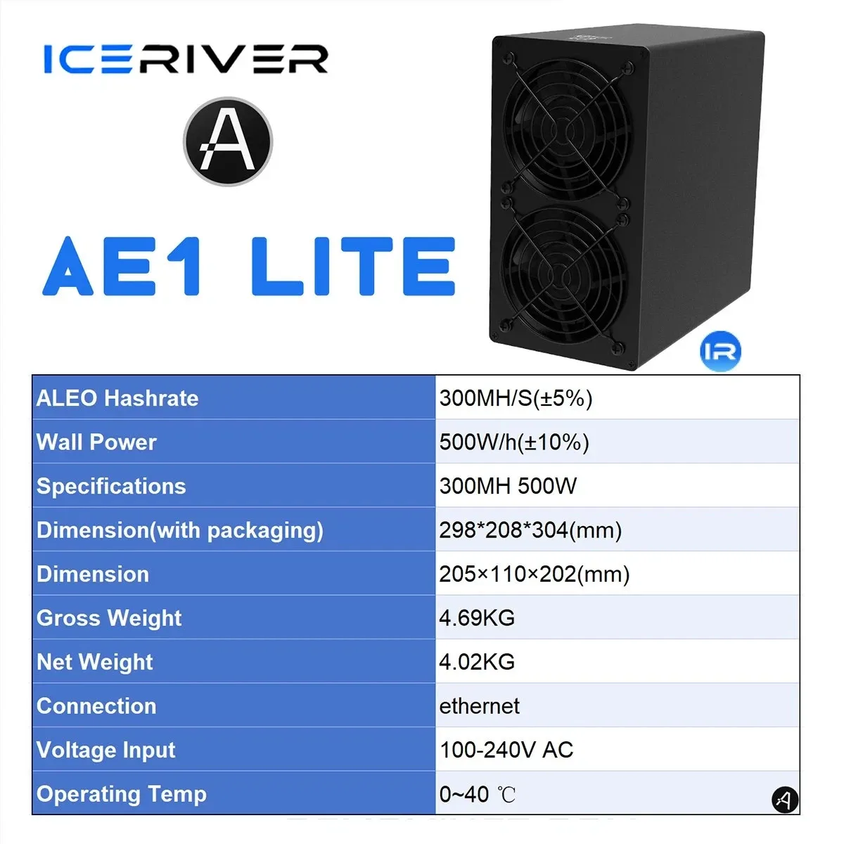 

AJ IceRiver AE1 Lite Aleo Miner 300Mh/s Quite Home Mining