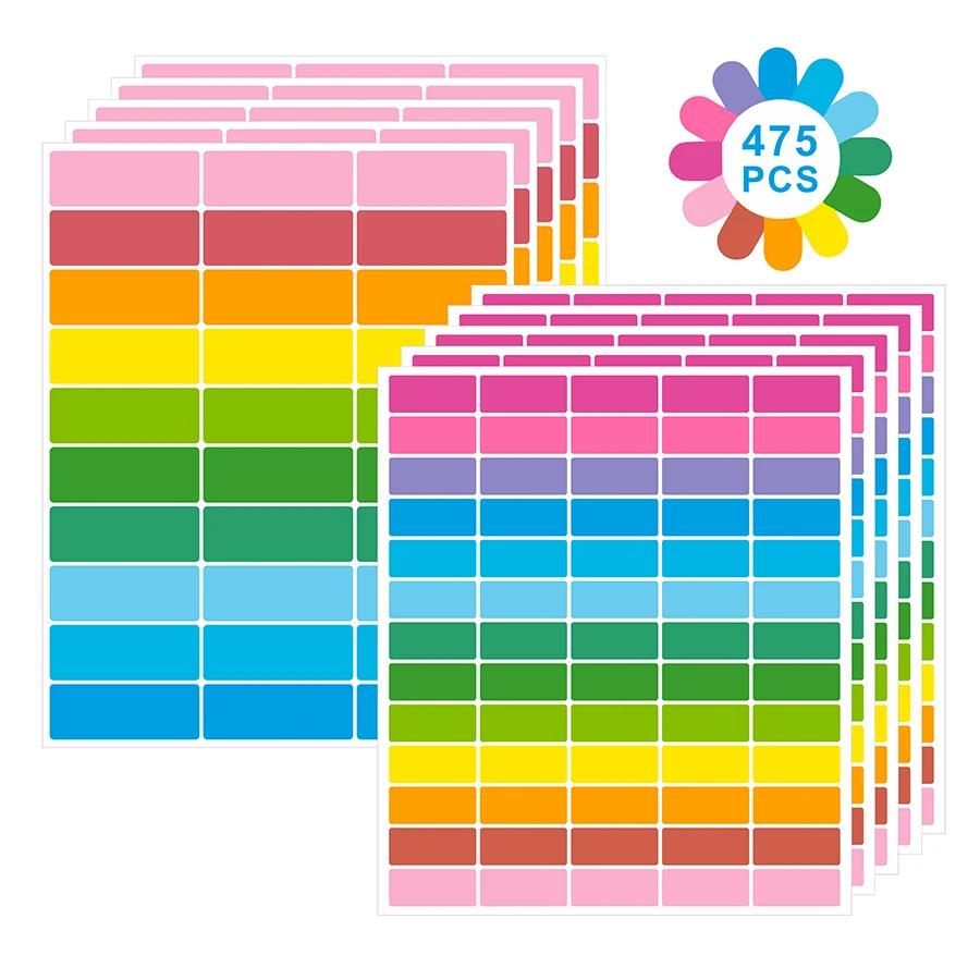 475 Pcs Removable Color Labels – Self-Adhesive Stickers for Food Containers, Kitchen, Storage & Organization (10 Sheets, 2 Sizes