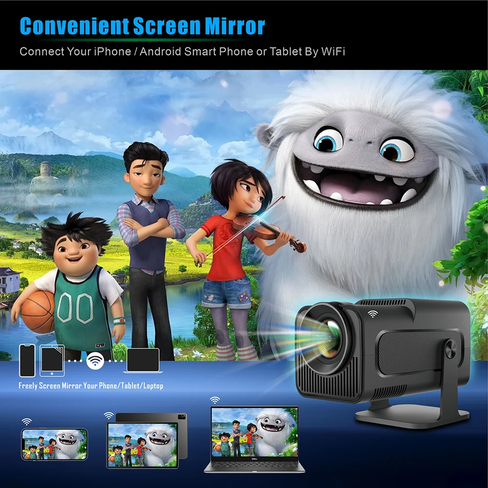 Proyector 4k Hy320 para cine en casa, dispositivo portátil con Android 11, 1080P, Dual, Wifi6, BT5.0, para exteriores, actualizado, HY300, para IOS y teléfono