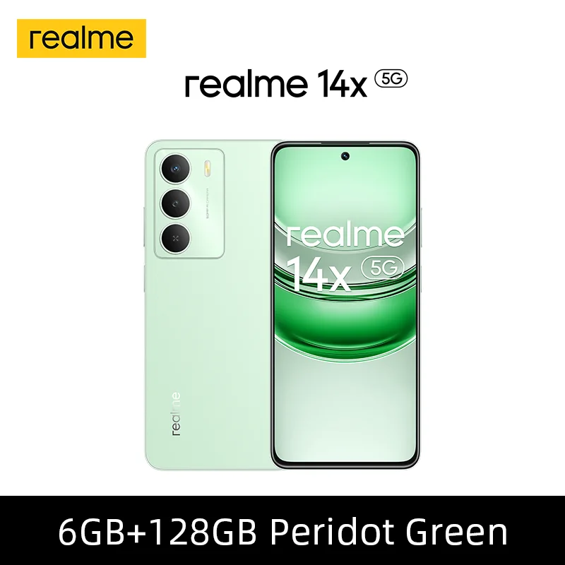Realme 14X 5G 6GB 128GB Versión Global Dimensity 6300 5000mAh 6.67″ 120Hz OLED 50MP NFC IP64 Teléfono Inteligente Android 9