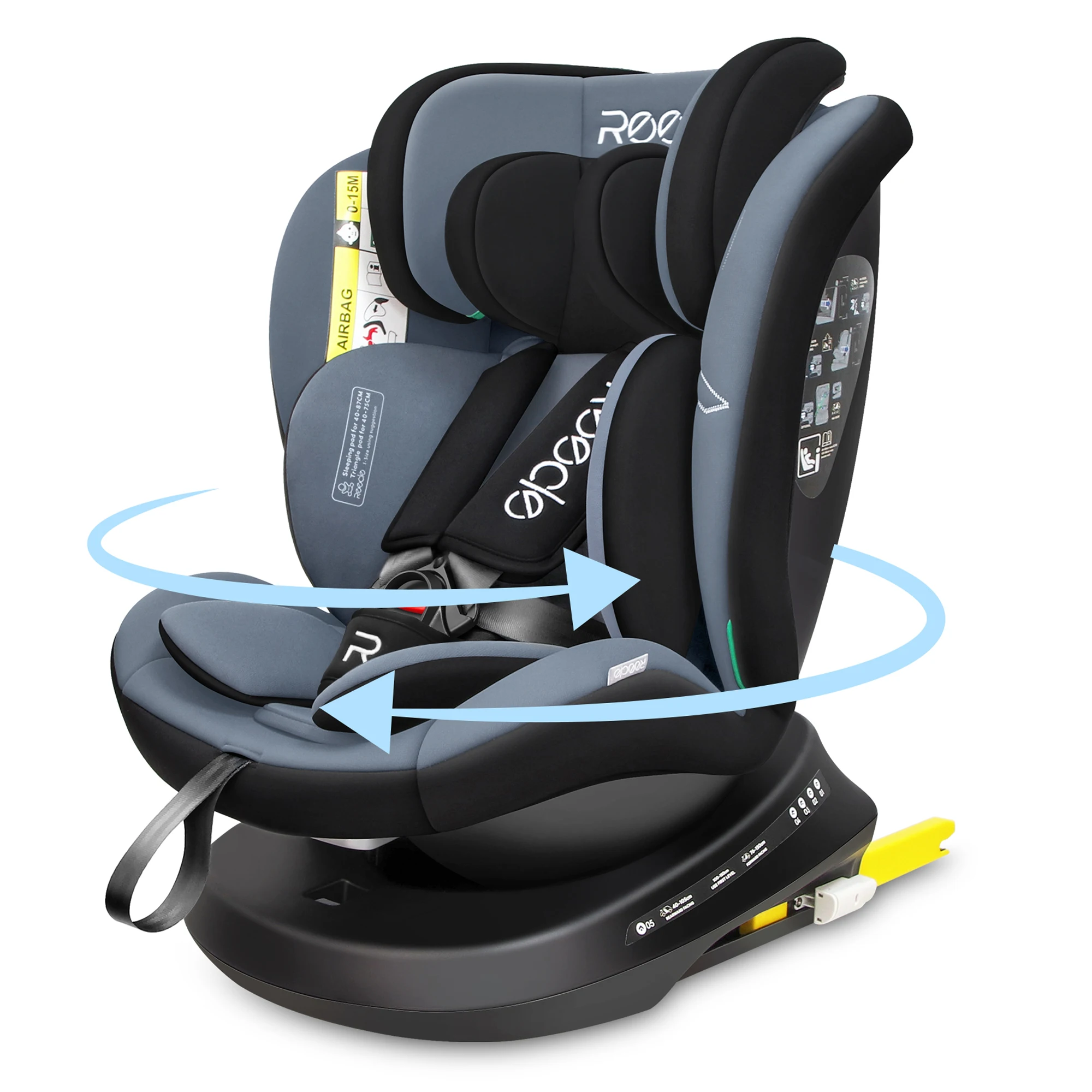 Reecle 360 Swivel Baby Car Seat with ISOFIX, 40-150cm (Group 0+ 1/2/3, 0-36 kg), Approx. 0-12 Years