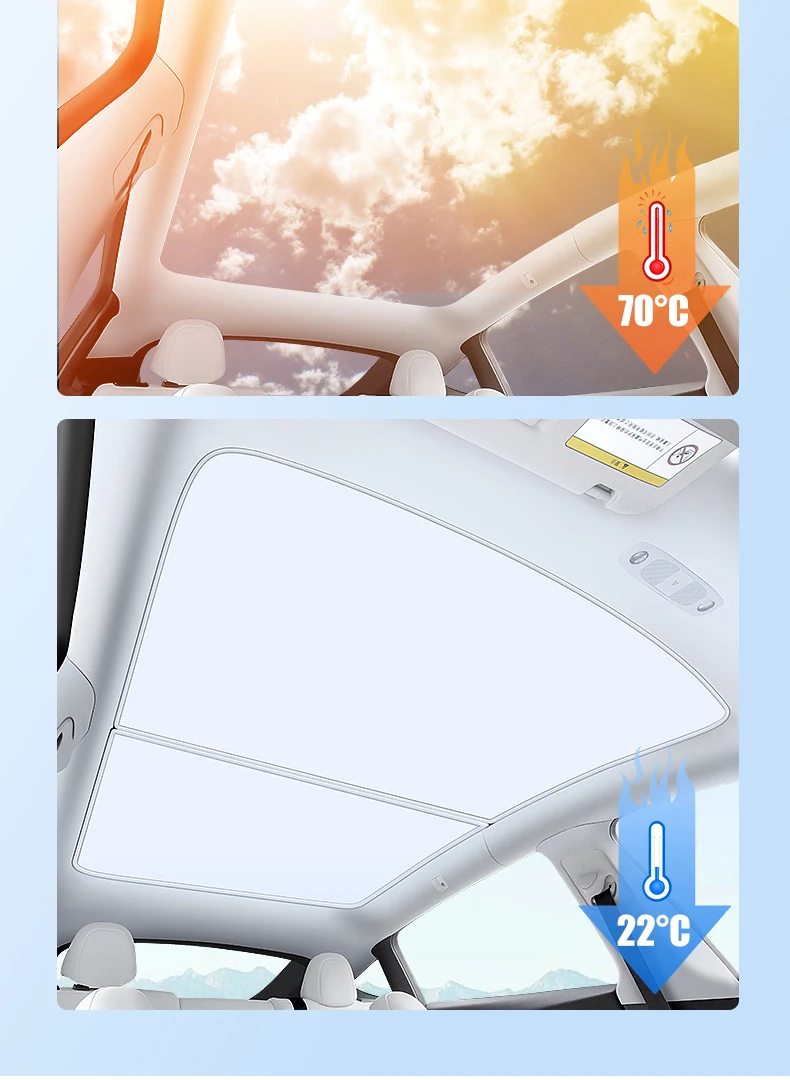 2PCS Für Tesla Modell 3/Y/3 Highland/Y Juniper Eis Tuch Schnalle Shades für Glas dach Vorne und Hinten Schiebedach Dachfenster Sonnenschirm – Detail 7