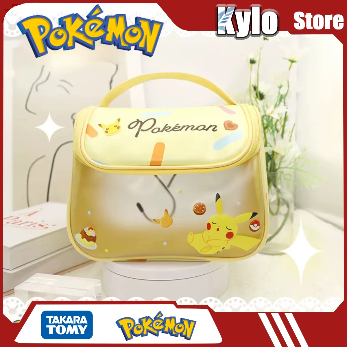 

Pokemon Pikachu Sylveon Makeup Bag, Toiletries Bag, Universal Hand-Held Travel Bag, Storage, Waterproof, Transparent And Cute