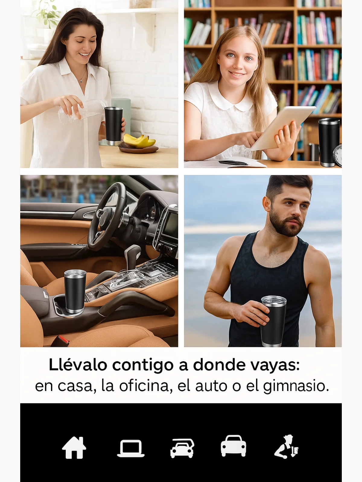 كوب حراري من الفولاذ المقاوم للصدأ، Kta-80، بهلوان بغطاء، ترمس محمول، ترمس للقهوة، المشروبات، الشمبانيا، الكوكتيلات، ترمس أسود معزول.